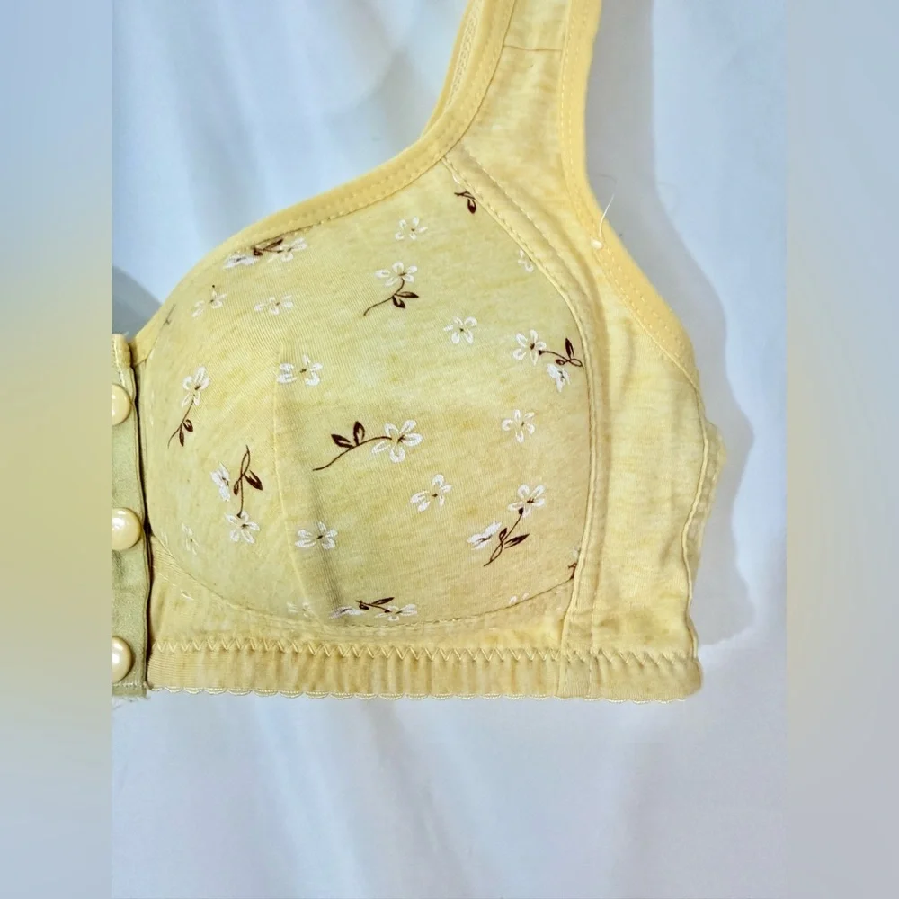 Daisy Bra Lightweight With Front Snap Closure In A Floral Daisy Print Size 38 - Picture 4 of 8